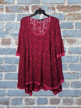 Surrealist USA Lace Tunic Top – Size 2 (XL/XXL), Dark Rose Pink